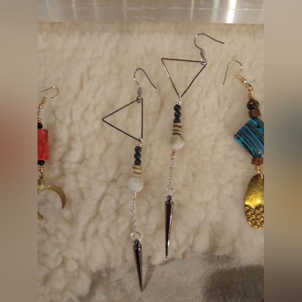 Gold and Black Geometric Earrings
